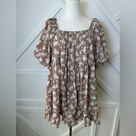 By Together Morning Dew Square Neck Floral Babydoll Puff Sleeve Dress Size S - Picture 2 of 11